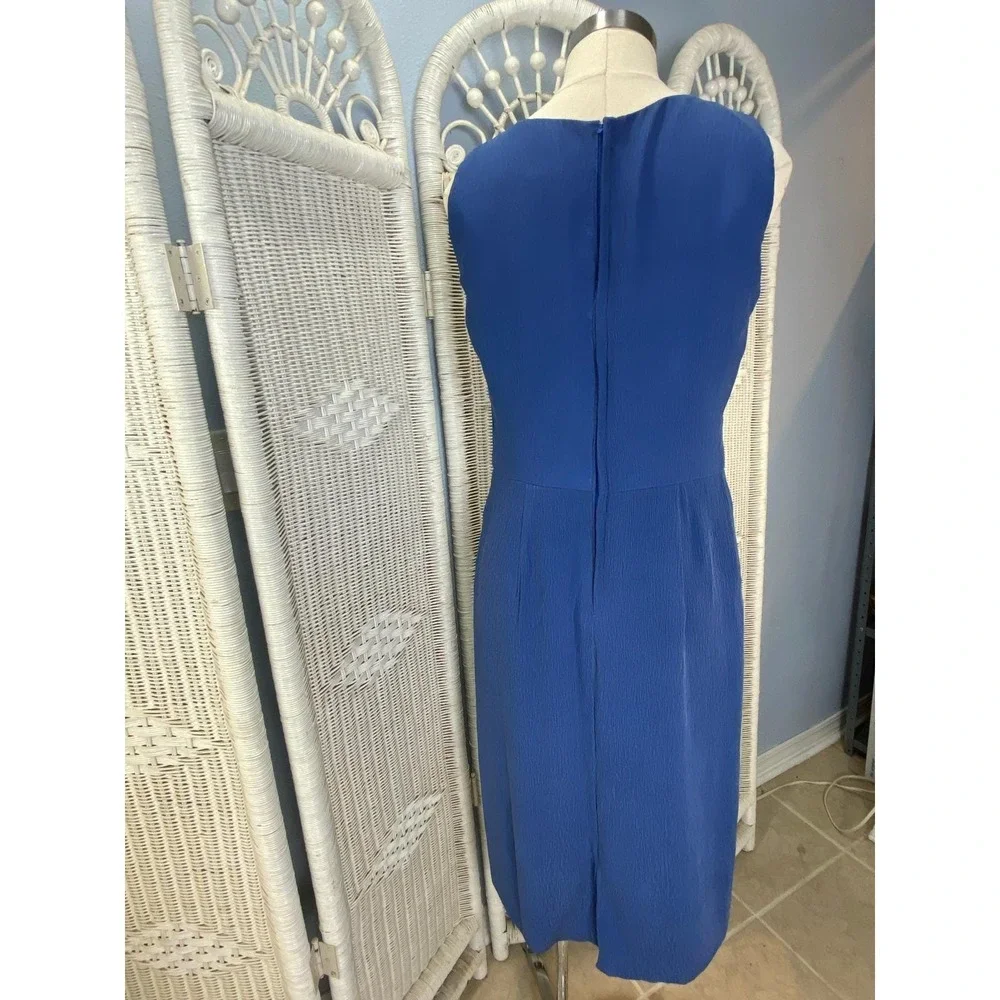 100% Silk Crinkle Dress Periwinkle Blue‎ Vintage M Kashka's of Milwaukee